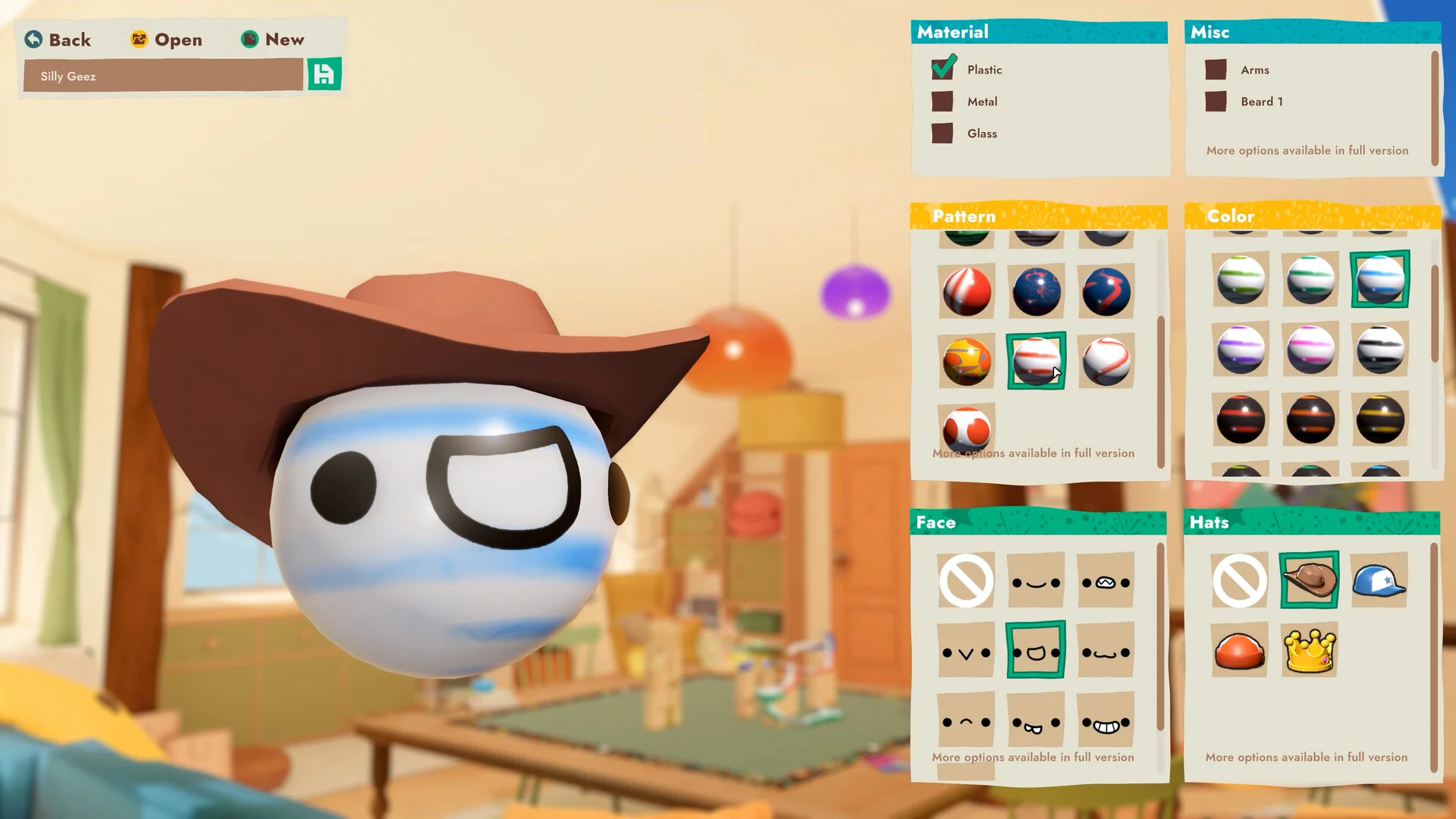 カウボーイハットを被った、目と口のある球体キャラクター