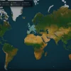 世界地図と統計データを表示するゲームの画面