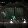 洞窟内で剣を振るうキャラクターが敵と戦うピクセルアートのゲーム画面