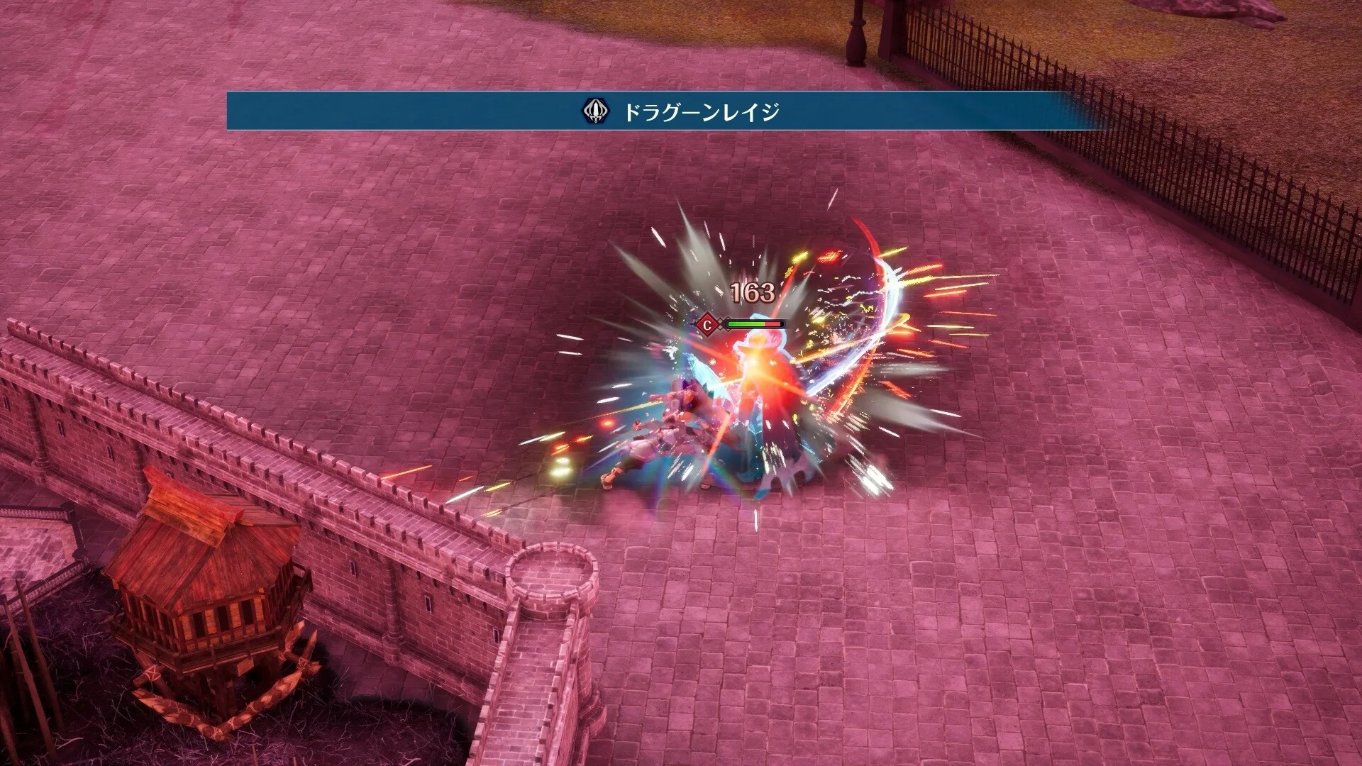 ドラグーンレイジ発動時のゲーム内戦闘シーン