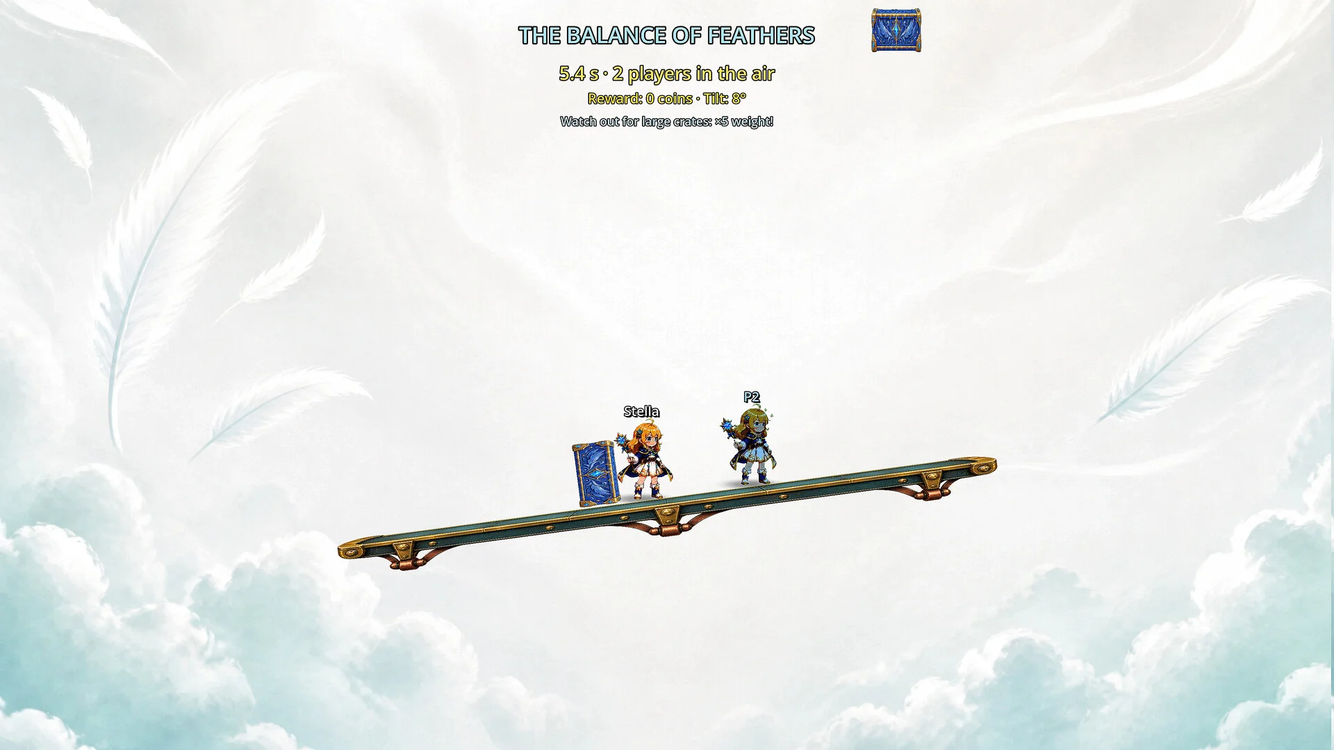 THE BALANCE OF FEATHERSの空中ステージで向き合う2人のキャラクター