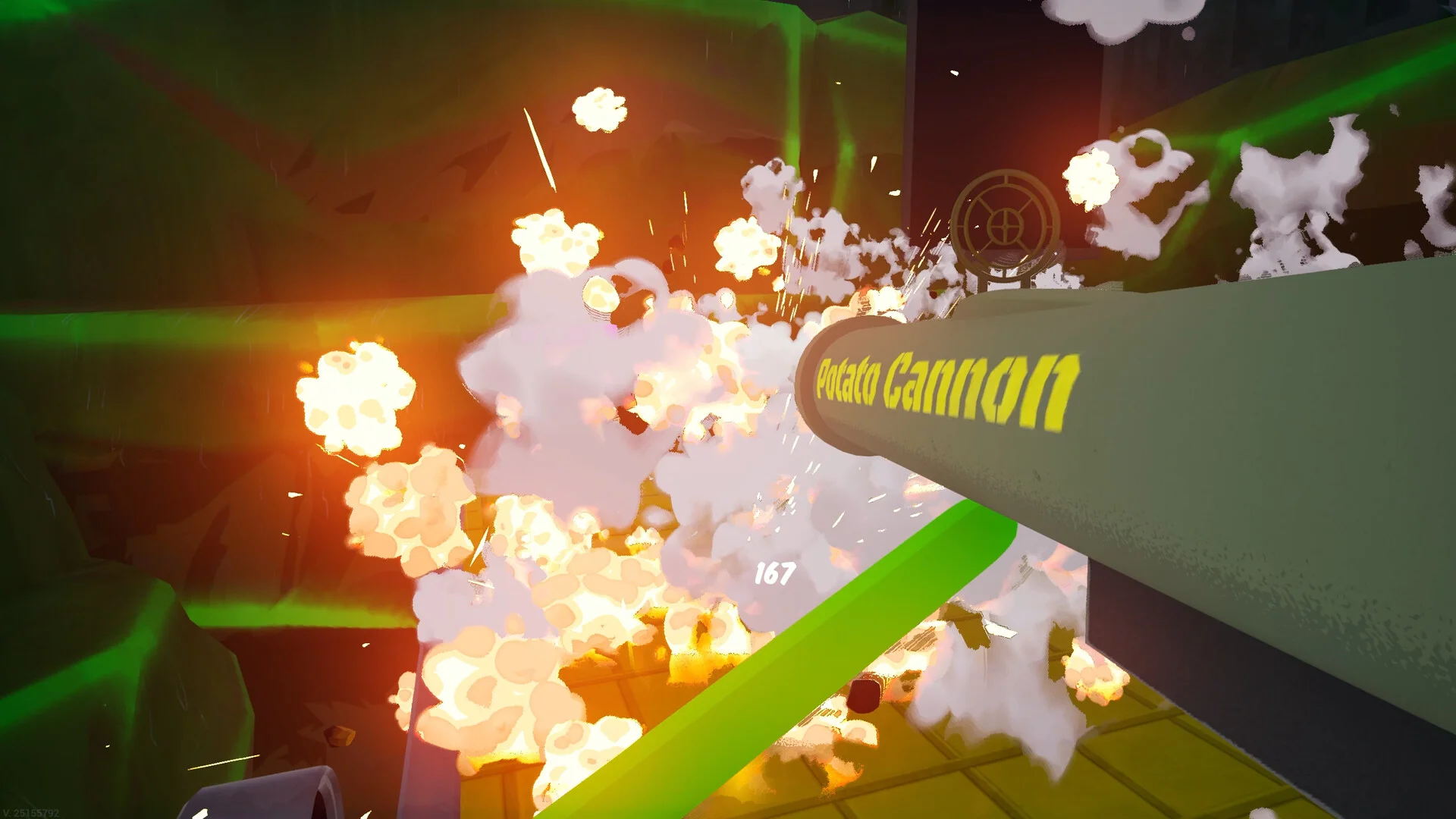 Potato Cannonが爆発を起こしているゲーム画面