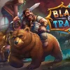 BLADES and TRADES のロゴと、剣とハンマーを持ち熊に乗るドワーフ