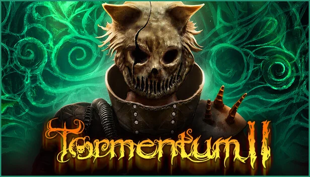 『Tormentum II』のキービジュアル。骸骨の仮面をつけた人物と緑の背景、金色のタイトルロゴ