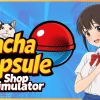 『Gacha Capsule Shop Simulator』のキービジュアル。ロゴ、カプセル、猫、ハートを作る少女