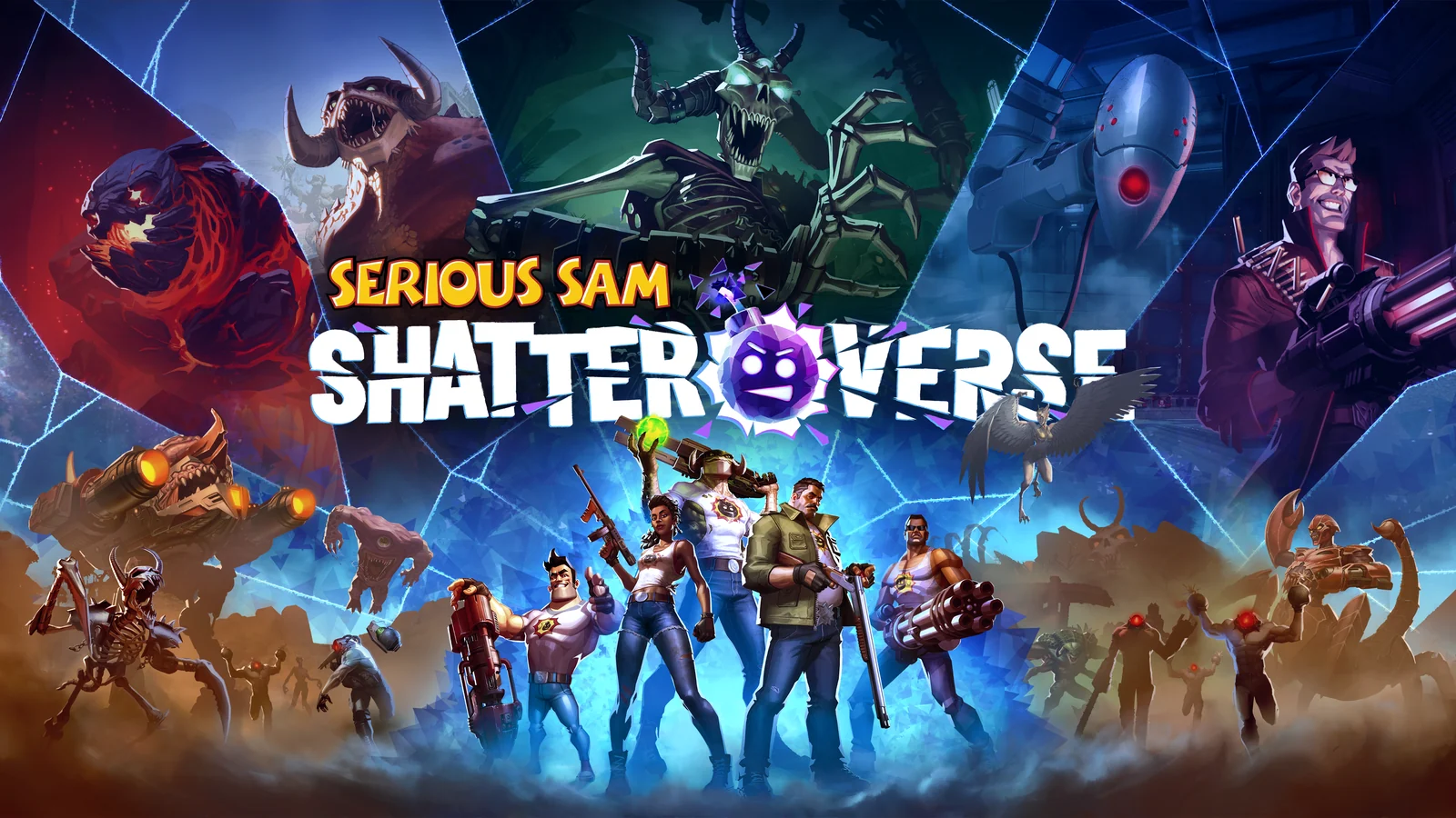 『Serious Sam: Shatterverse』のキービジュアル。サムたちと敵の大群