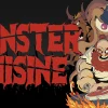 『Monster Cuisine』のキービジュアル。斧を持つ料理人とモンスターたち、炎の上の肉