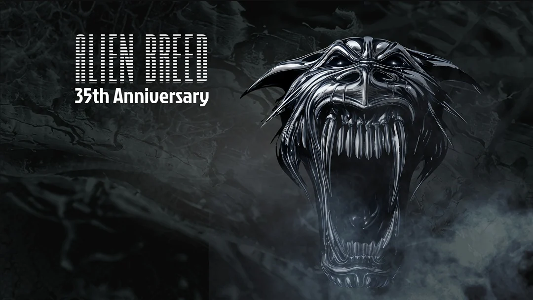 『Alien Breed 35th Anniversary』のロゴと咆哮するエイリアンのキービジュアル