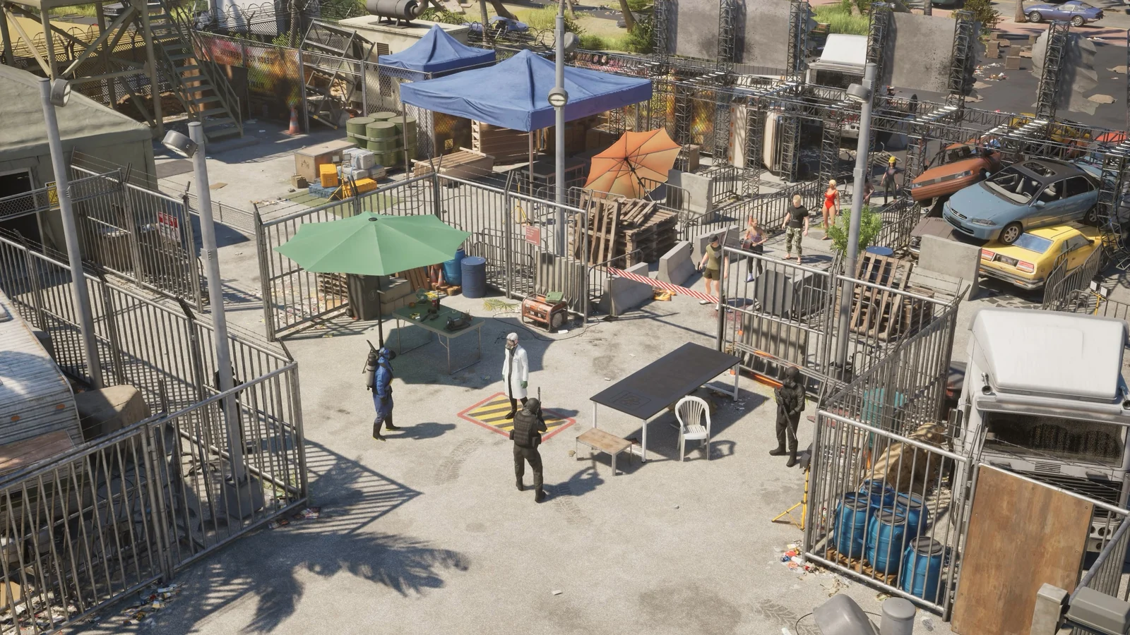 『Quarantine Zone』Miami Zeroの検問所を俯瞰したゲーム画面