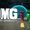 『OMG: Oh My Gravity』のタイトルロゴと、赤・緑・黄の宇宙服キャラクターのキービジュアル