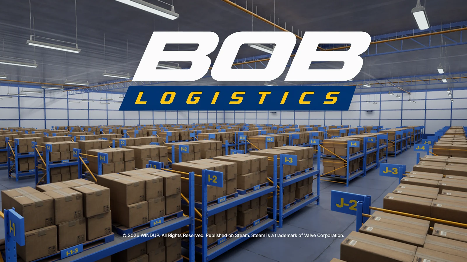 倉庫を背景にした『BOB LOGISTICS』のキービジュアル