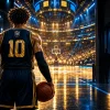 背番号10の選手が観客で満員のアリーナを見つめるHoop Dynastyのイメージ
