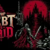 『Your Debt Is Paid』のキービジュアル。赤い月の城と剣を持つ騎士、骸骨の山