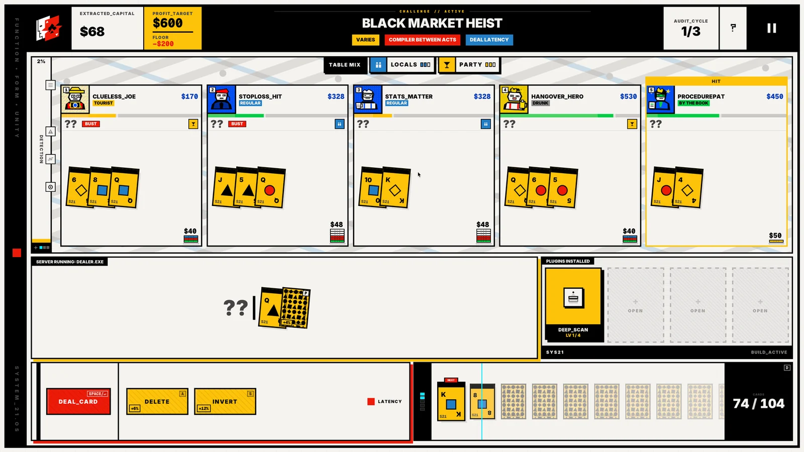 SYSTEM 21のアノマリープロトコル「BLACK MARKET HEIST」のゲーム画面