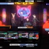 ROCKBEASTSのギグ計画画面。ネオン猫看板の前で演奏する動物バンドと曲カード