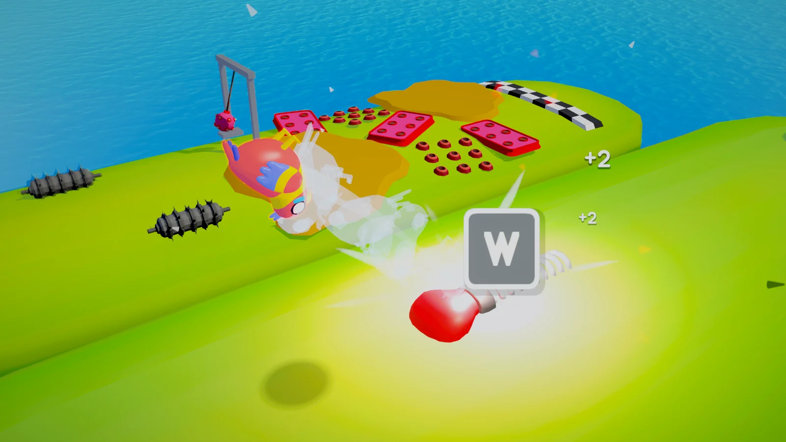 『Run Friend Run』のパンチ罠で友達を吹っ飛ばすゲーム画面