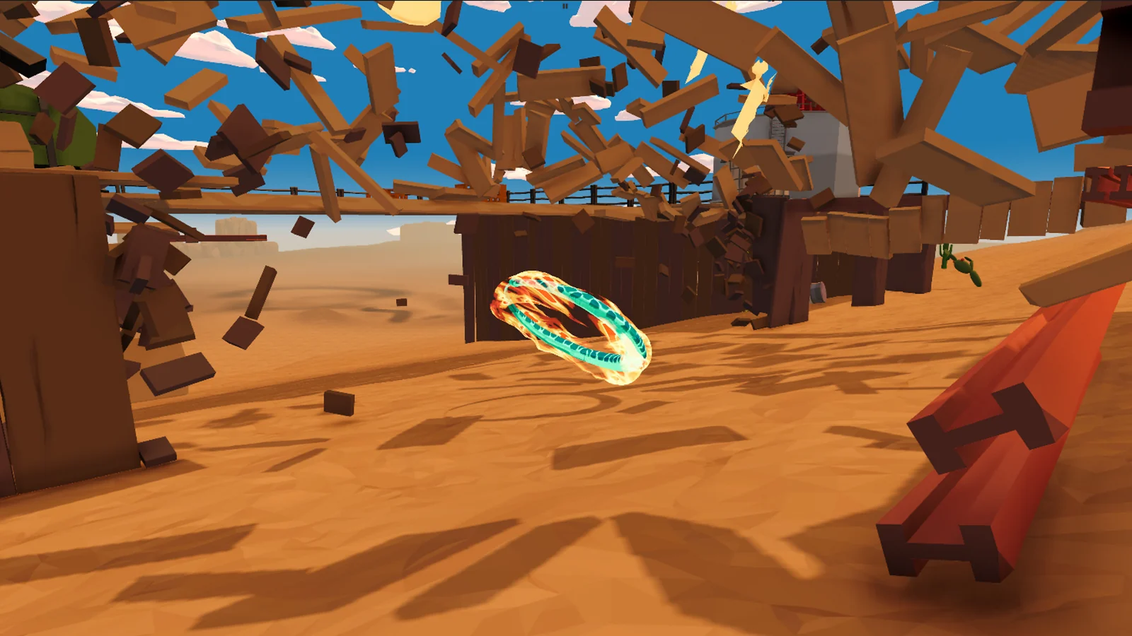 Snake Mayhem：炎の車輪になったヘビが木の壁を破壊するゲーム画面