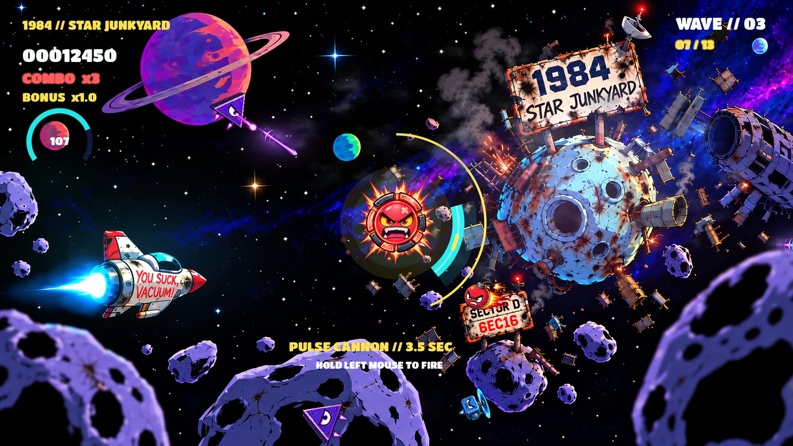 REFLECT89の1984 STAR JUNKYARDステージのゲームプレイ画面